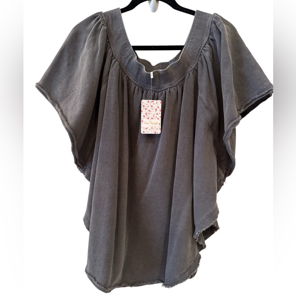 ⭐️NWT⭐️Free People Charcoal/Black  Sweatshirt Material Shirt Size M